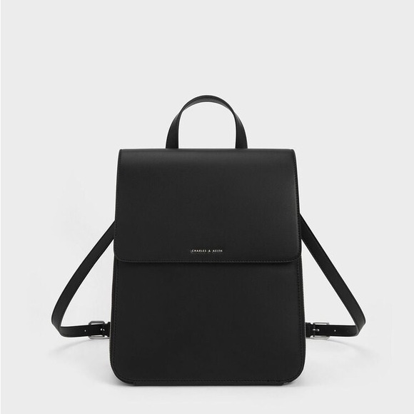 charles & keith mini backpack Charles & Keith Black Minimalist Square Backpack